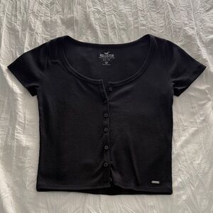 Hollister Black Button Up Top